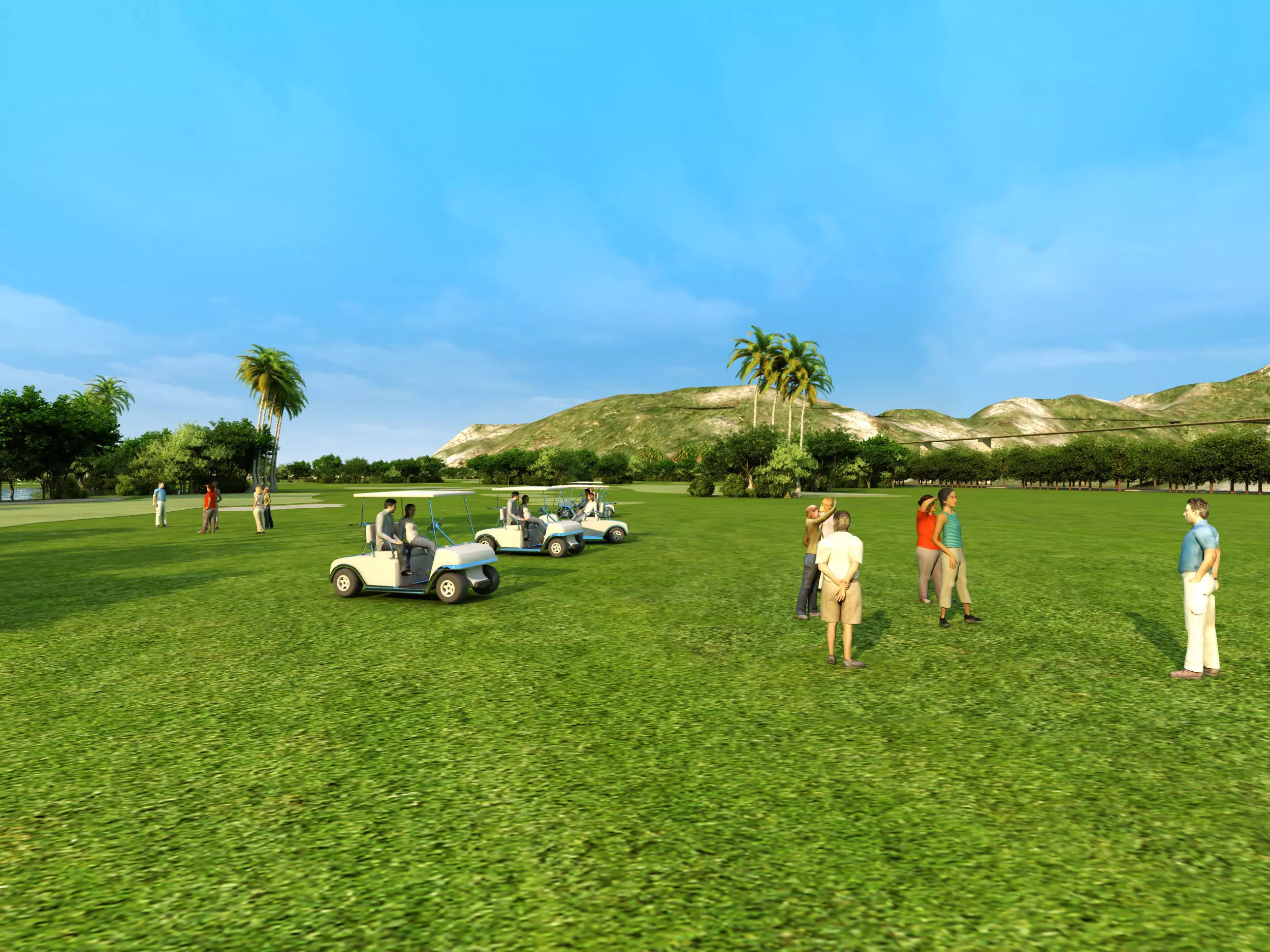 Golf course Low-poly 3D model_4