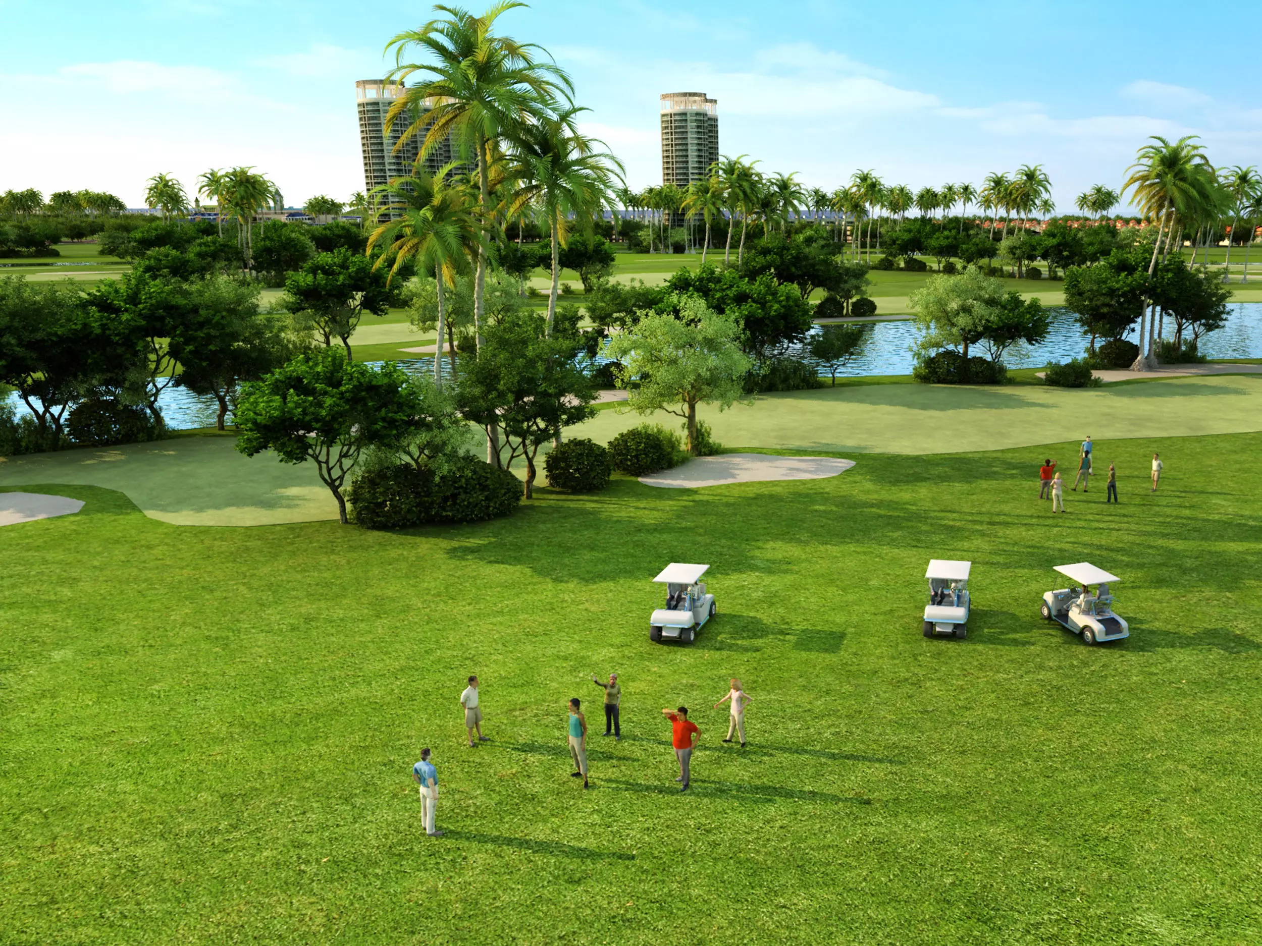 Golf course Low-poly 3D model_2