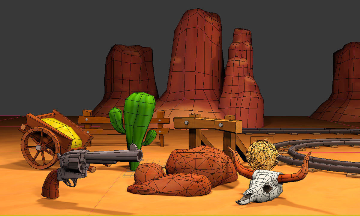 Cartoon Wild West Pack Low-poly 3D model_13