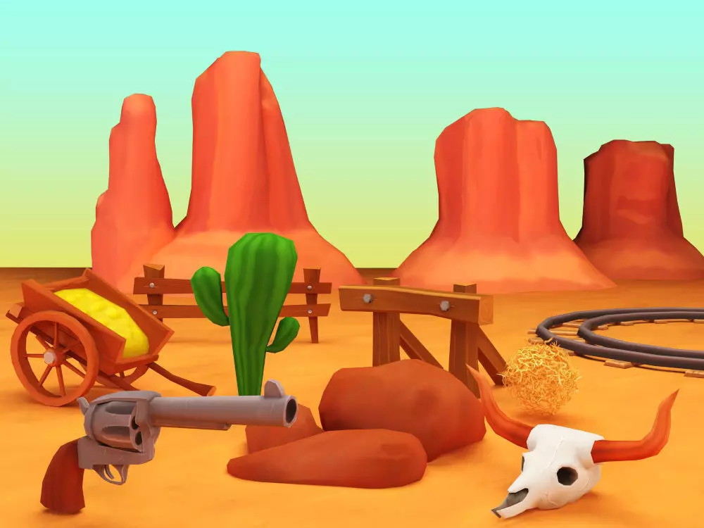 Cartoon Wild West Pack Low-poly 3D model_0