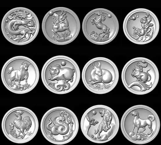 Chinese Zodiac 12 animal zodiac 3D print model