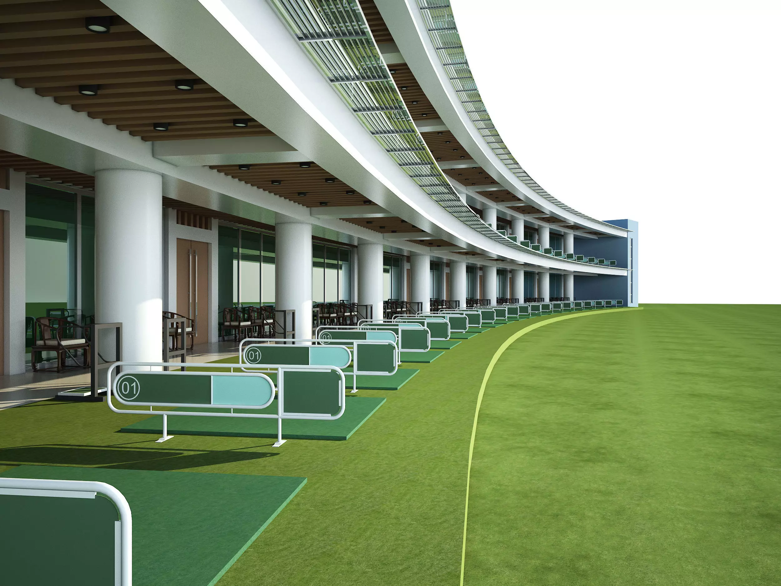 Golf course Low-poly 3D model_0