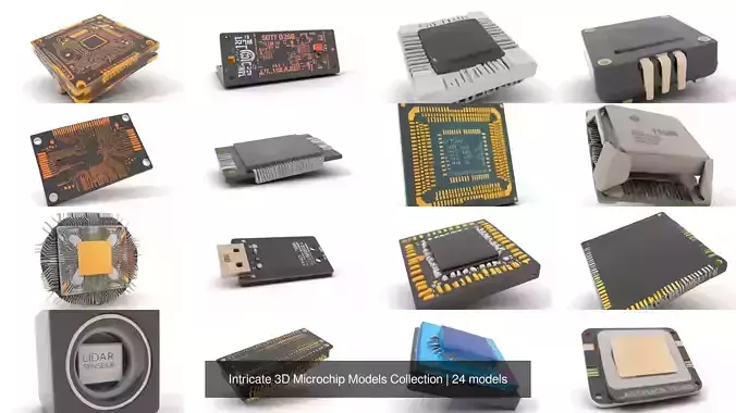 Intricate 3D Microchip Models Collection 