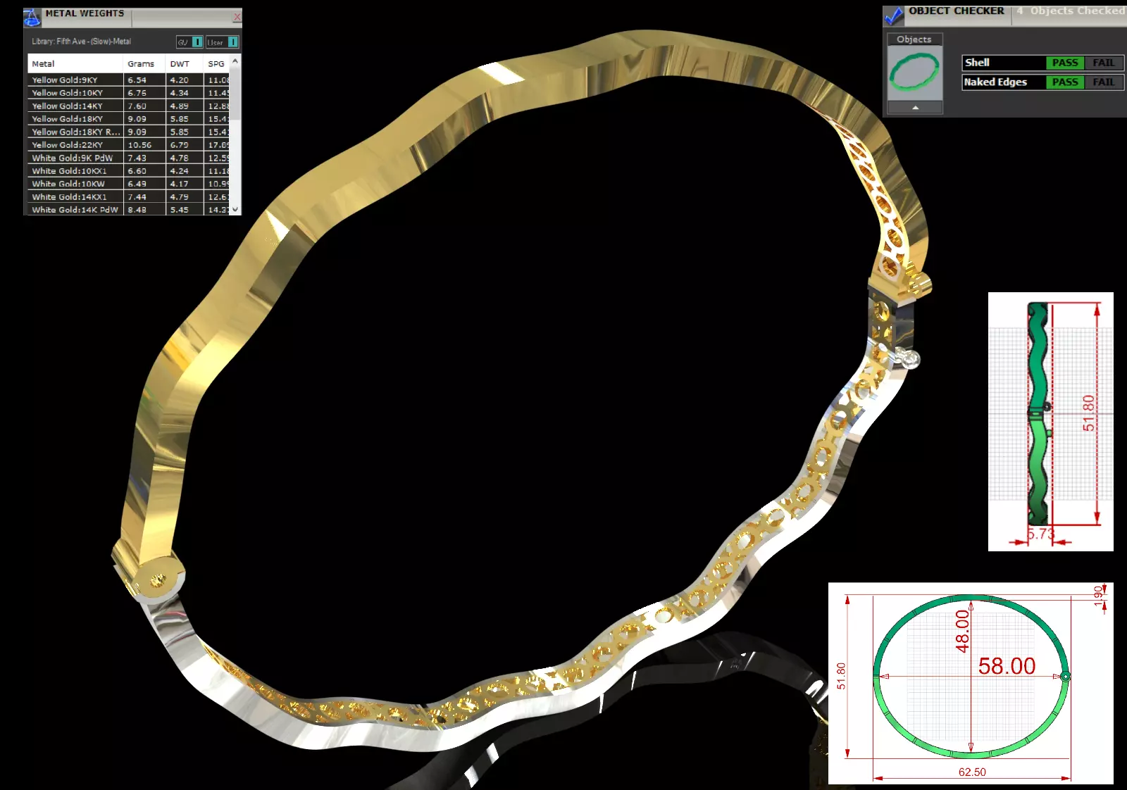 Stl 3dm Bracelet Two-tone metal wavy bangle model bg0060 3D print model