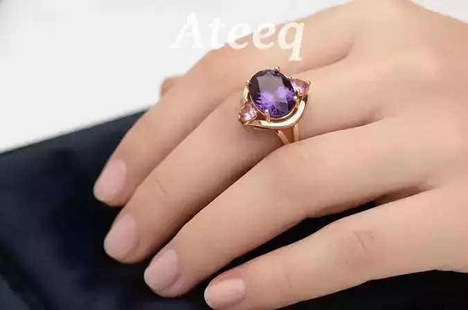 Woman Ring with Large Gemstone 3D Model 