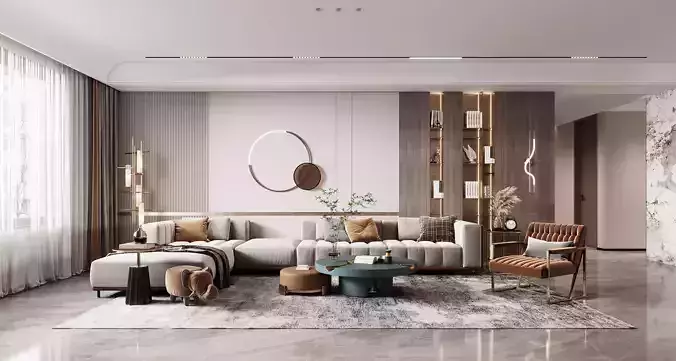 modern living and dining room interior 