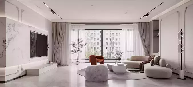 modern living and dining room interior 