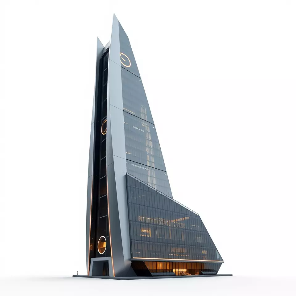 Futuristic Glass Tower model pack Low-poly 3D model_3
