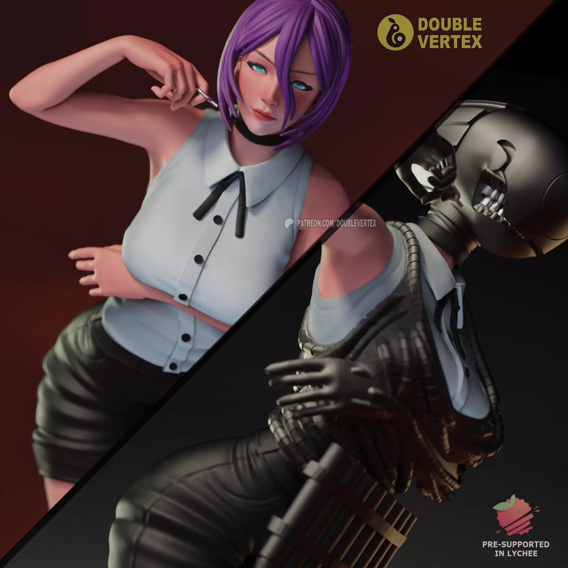 Reze and Bomb Devil - Chainsaw Man Anime Figure 3D print model_0