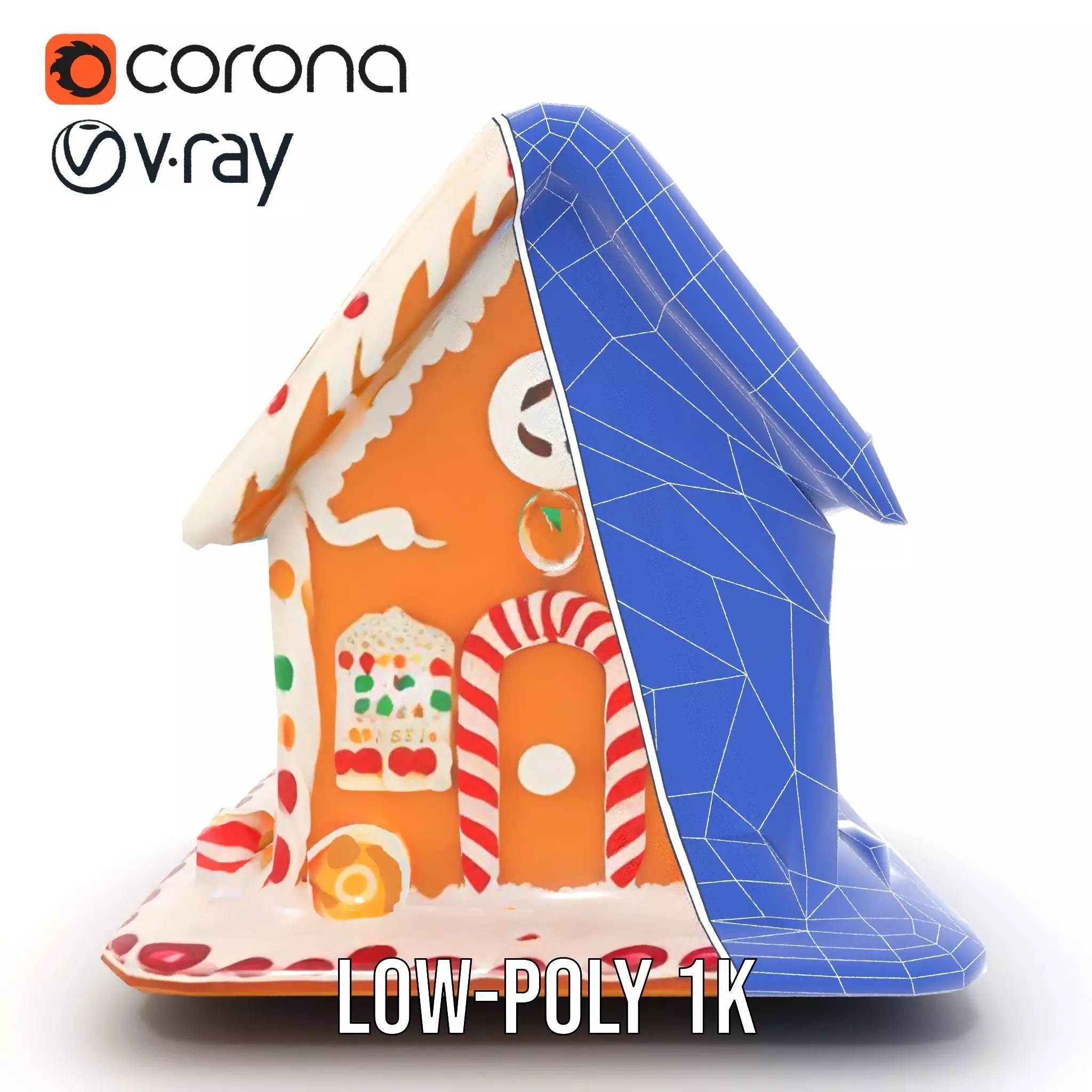 Colorful Gingerbread House model pack Low-poly 3D model_29
