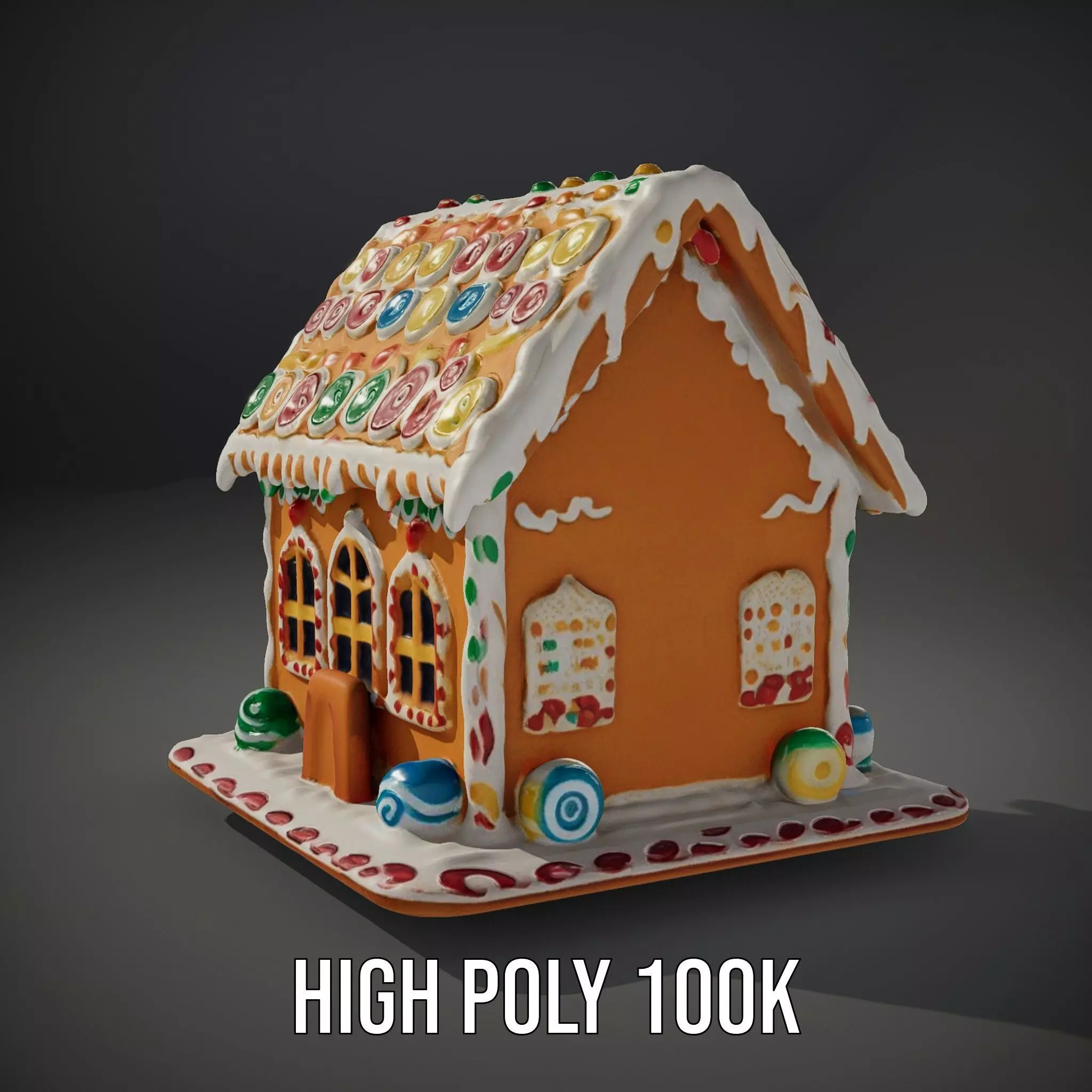 Colorful Gingerbread House model pack Low-poly 3D model_11