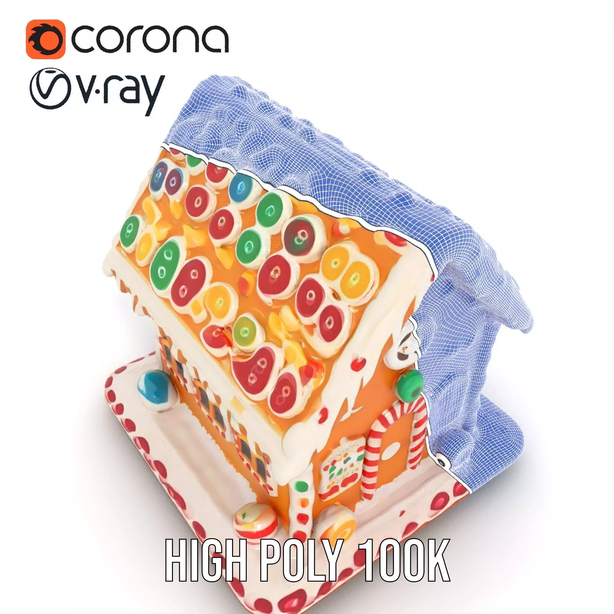 Colorful Gingerbread House model pack Low-poly 3D model_34