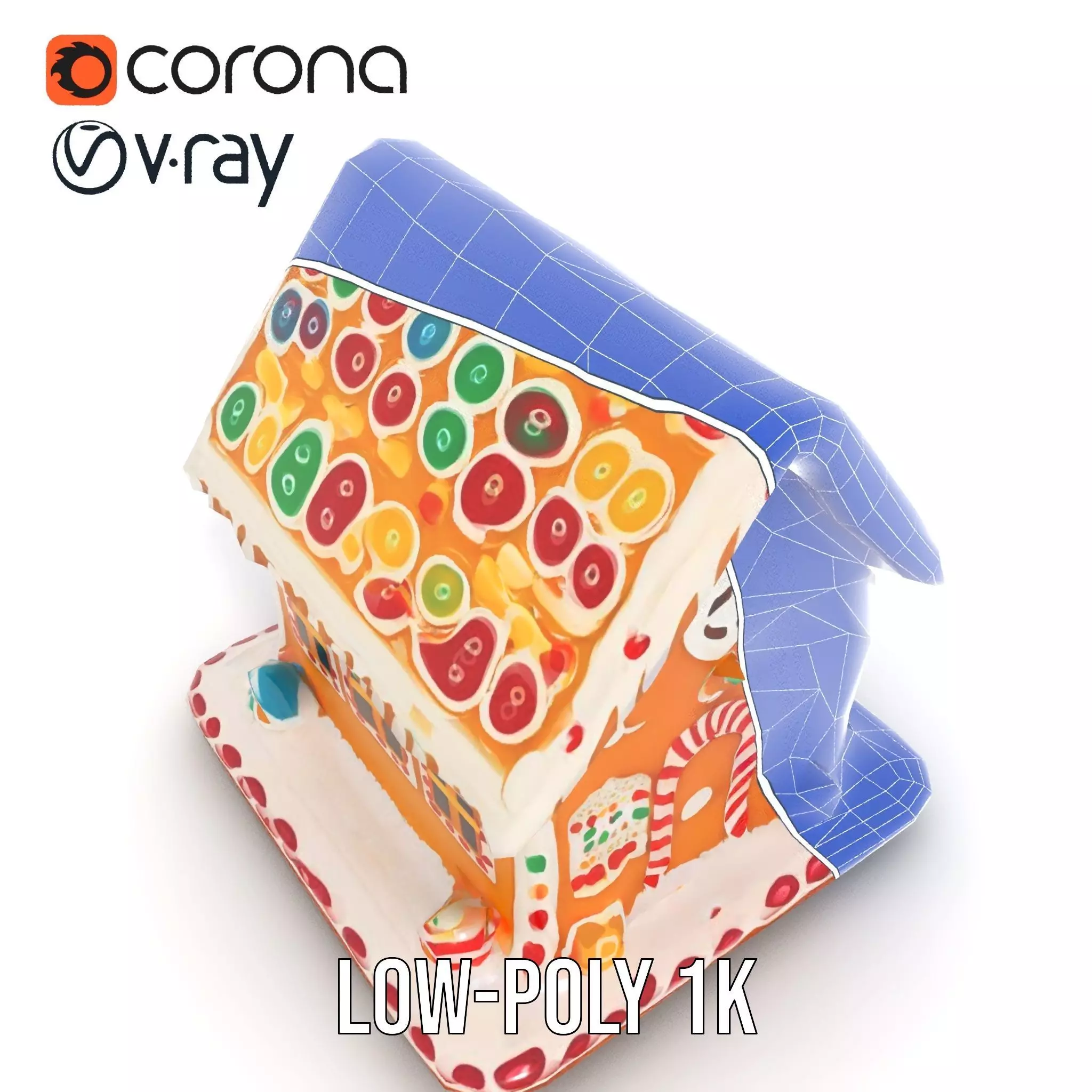 Colorful Gingerbread House model pack Low-poly 3D model_24