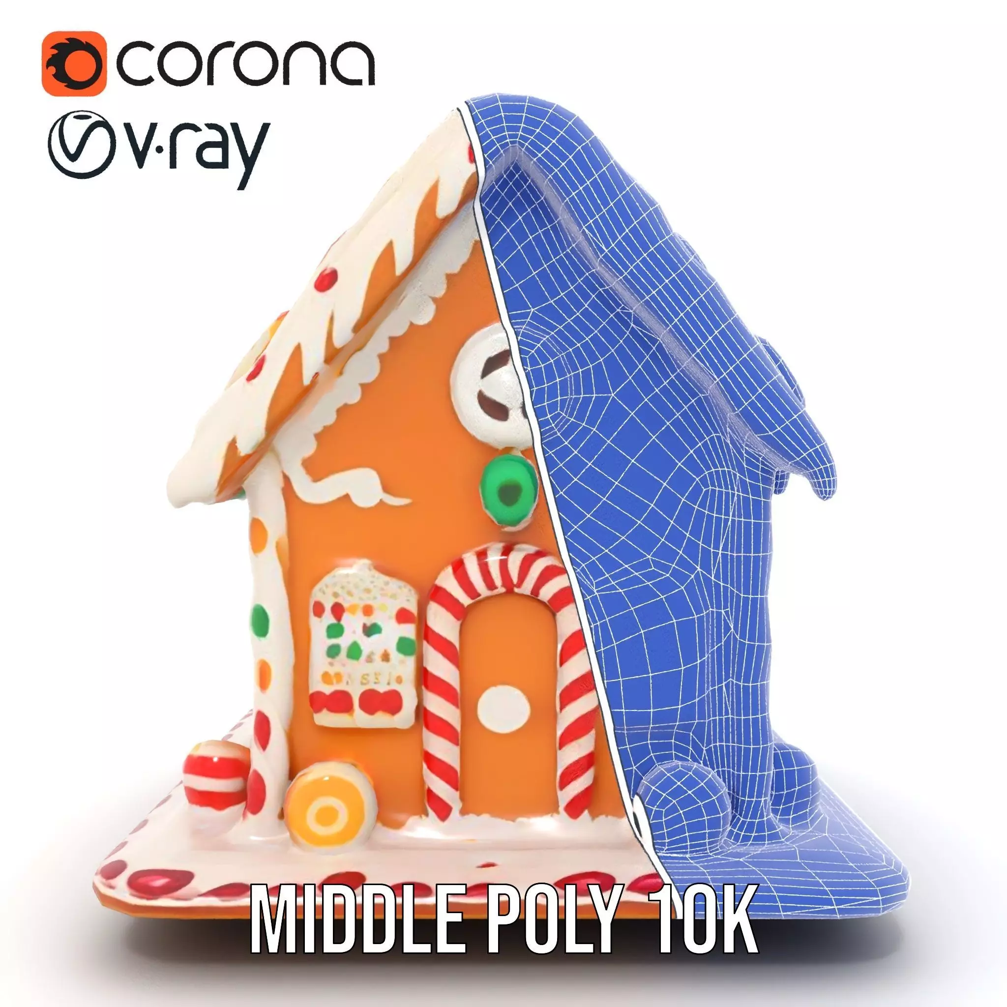 Colorful Gingerbread House model pack Low-poly 3D model_25