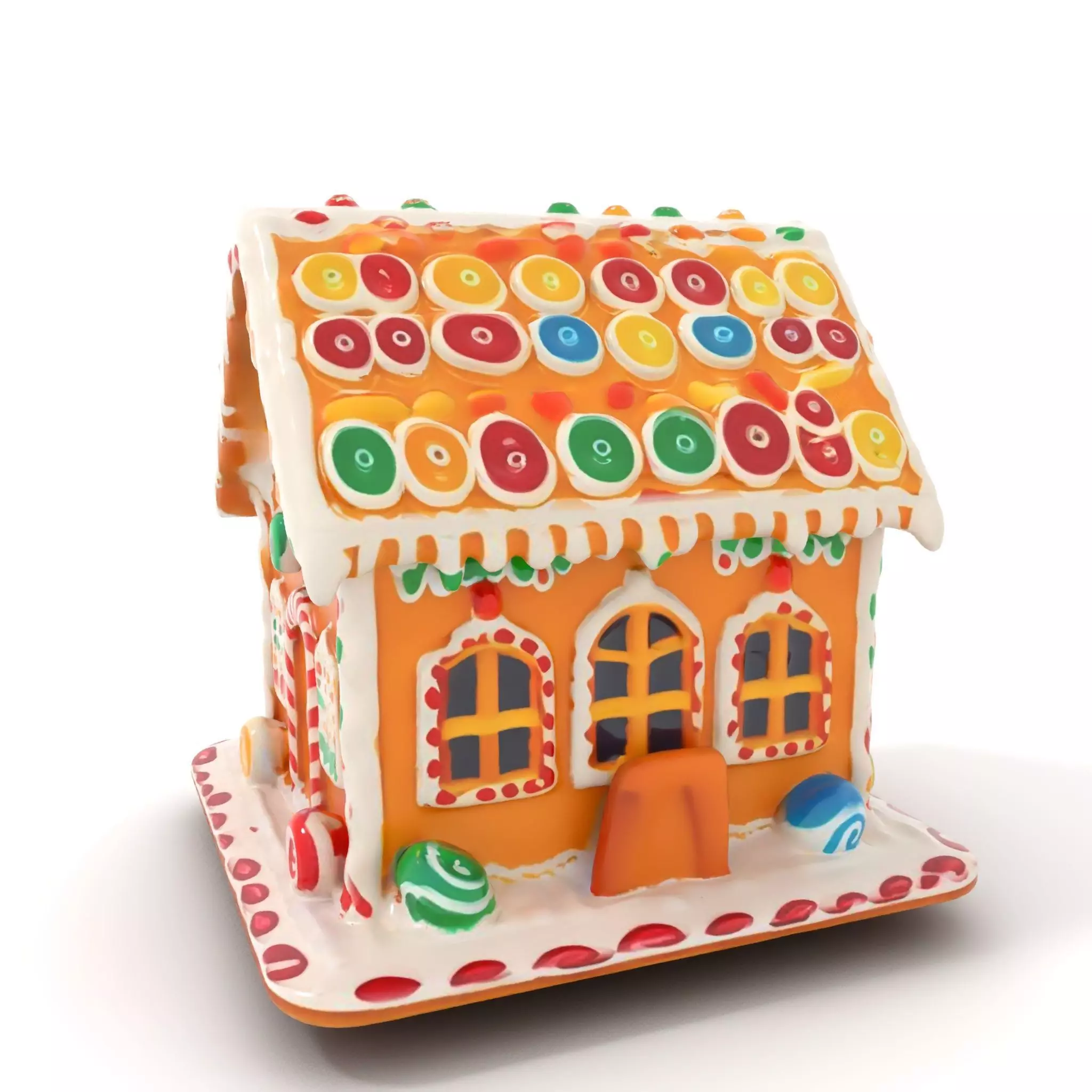 Colorful Gingerbread House model pack Low-poly 3D model_0