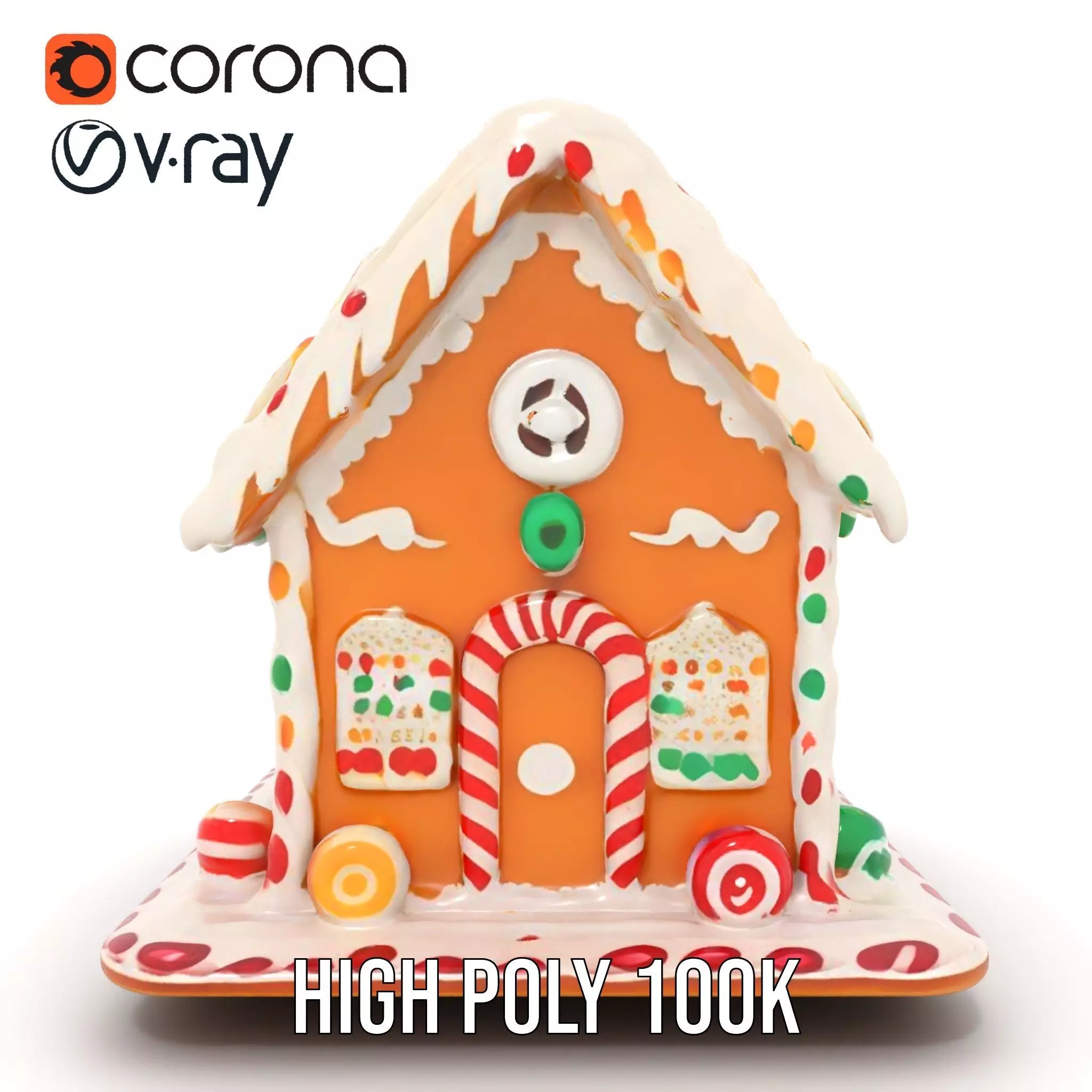 Colorful Gingerbread House model pack Low-poly 3D model_27