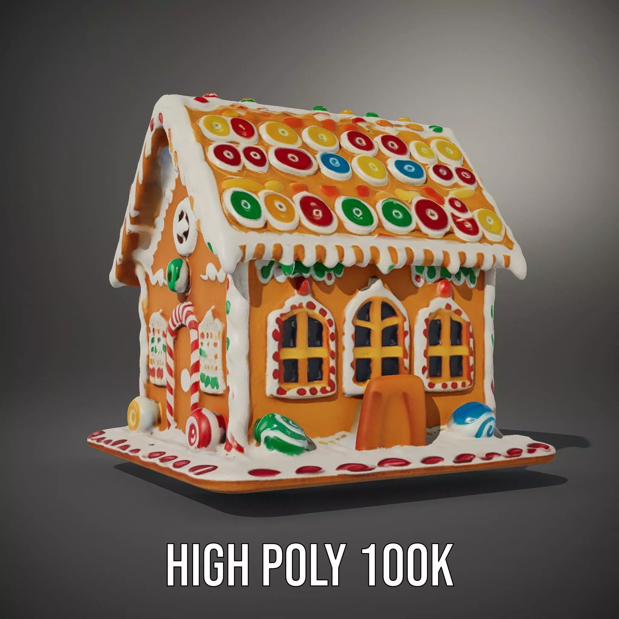 Colorful Gingerbread House model pack Low-poly 3D model_9