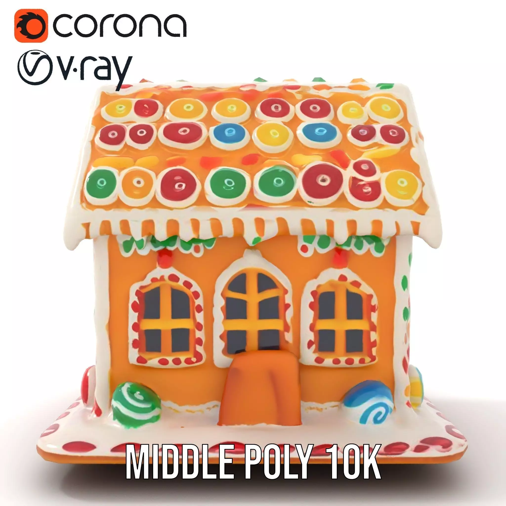 Colorful Gingerbread House model pack Low-poly 3D model_28
