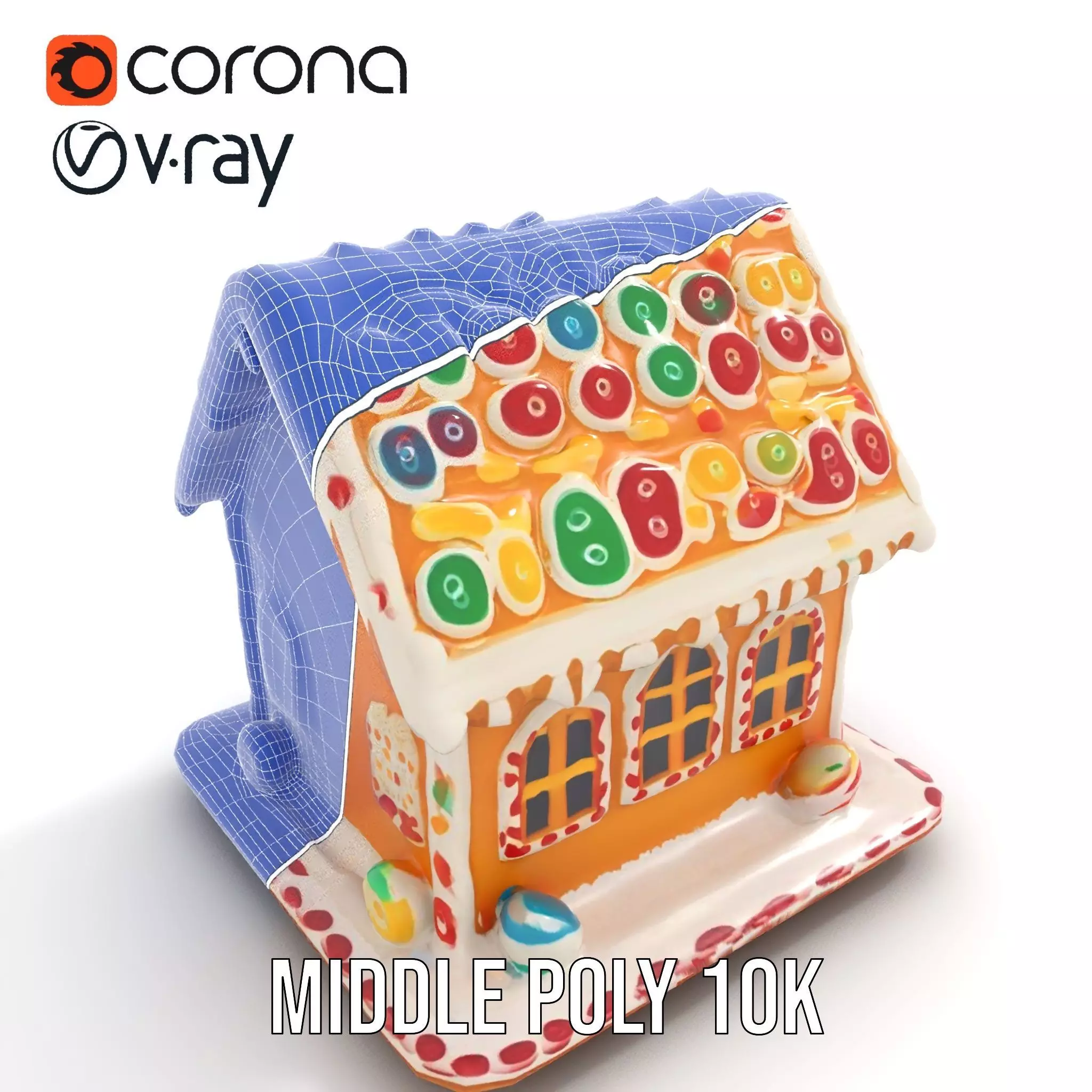 Colorful Gingerbread House model pack Low-poly 3D model_20