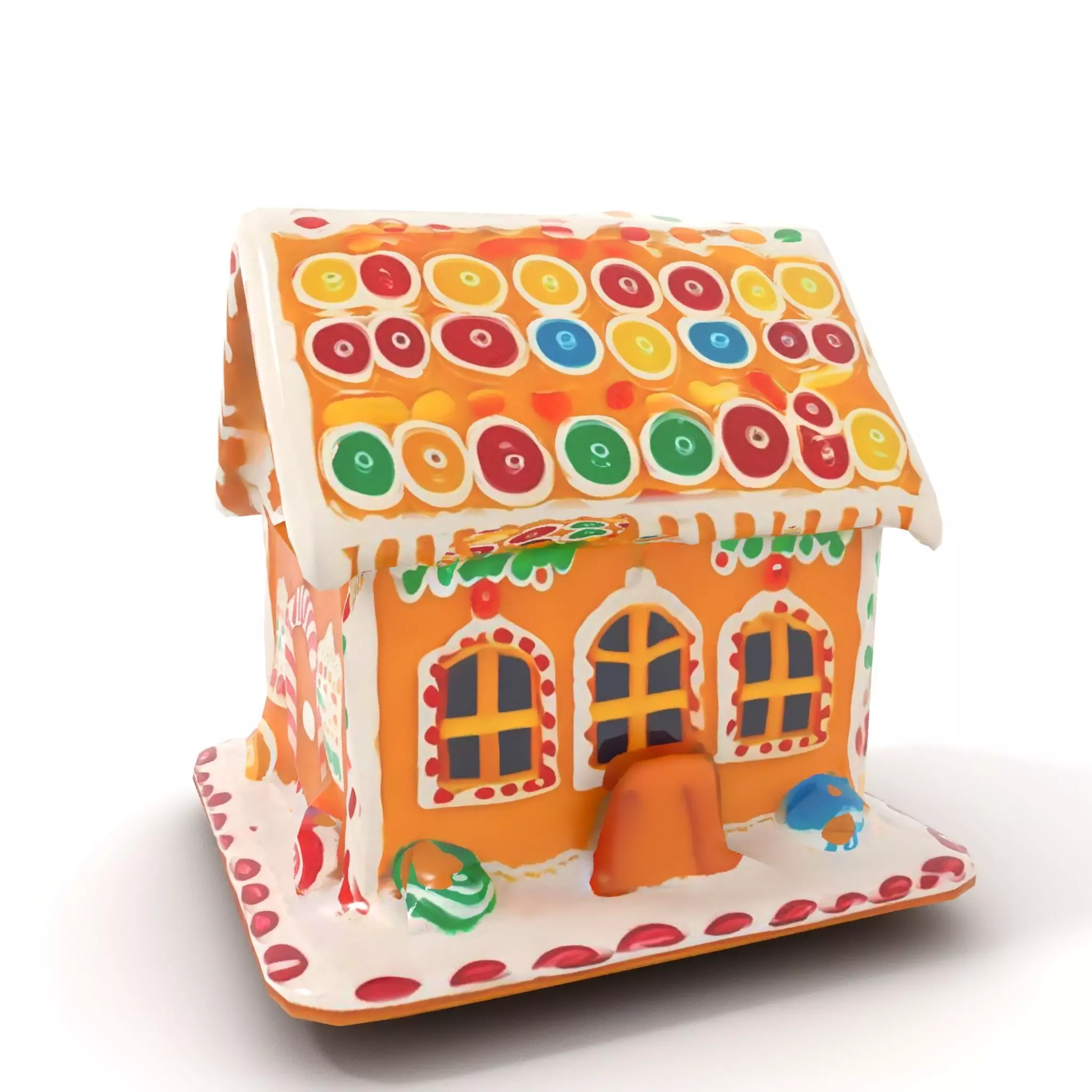 Colorful Gingerbread House model pack Low-poly 3D model_13