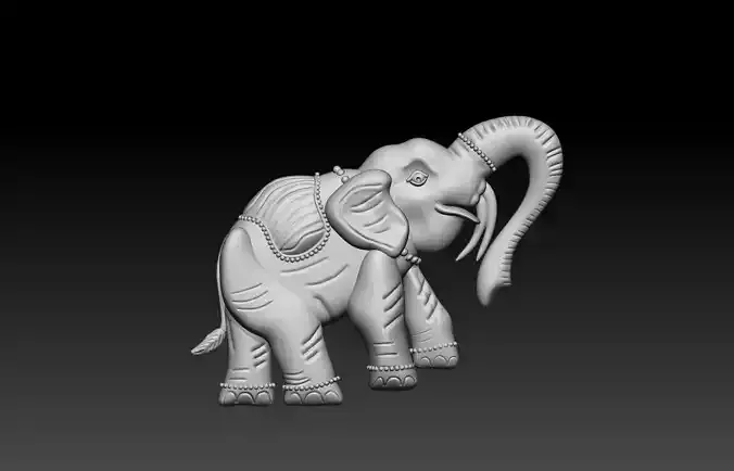 Elephant with Basic Ornaments 3D Printable Model