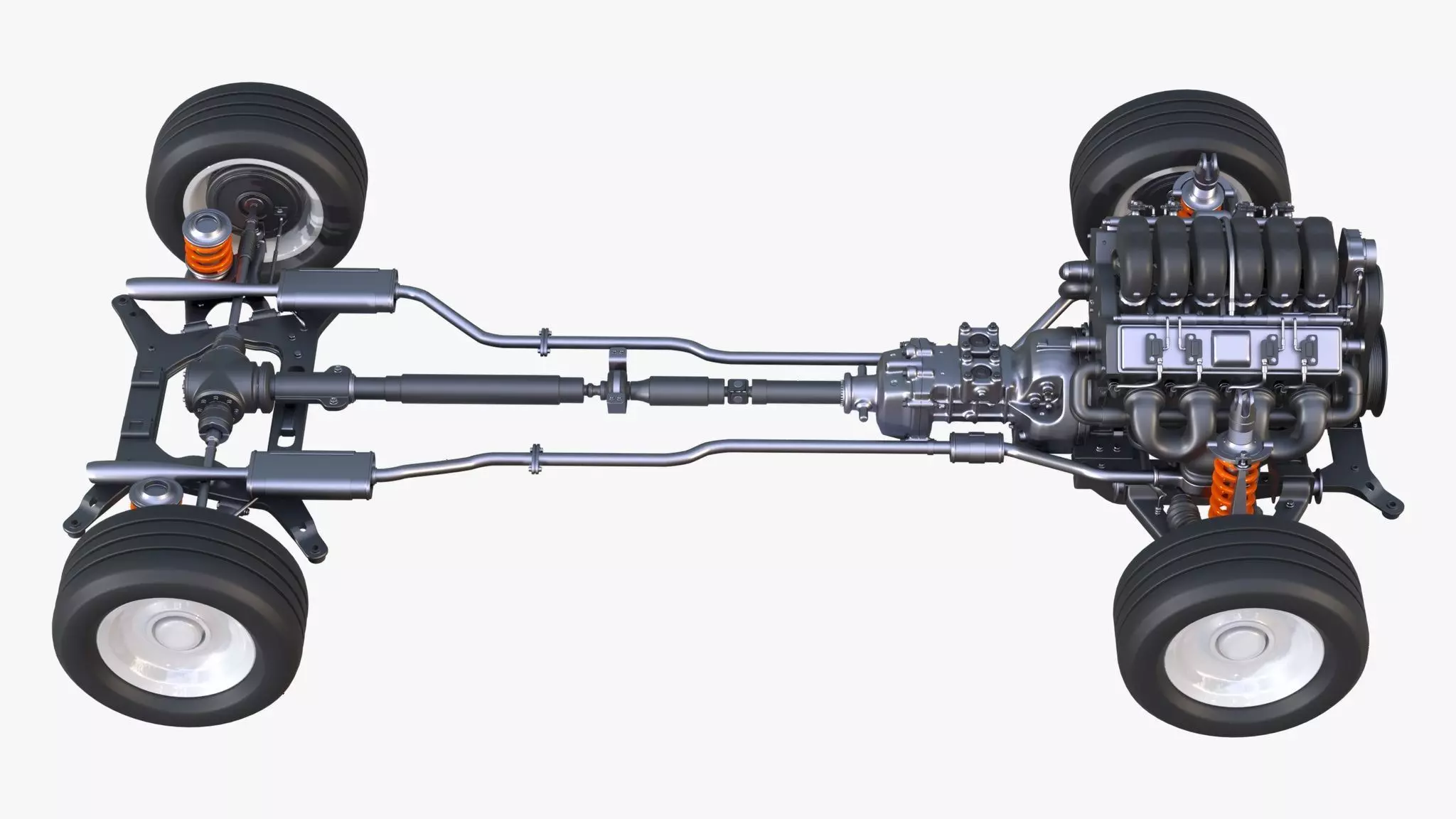 Car Powertrain with Chassis M1 3D model_2