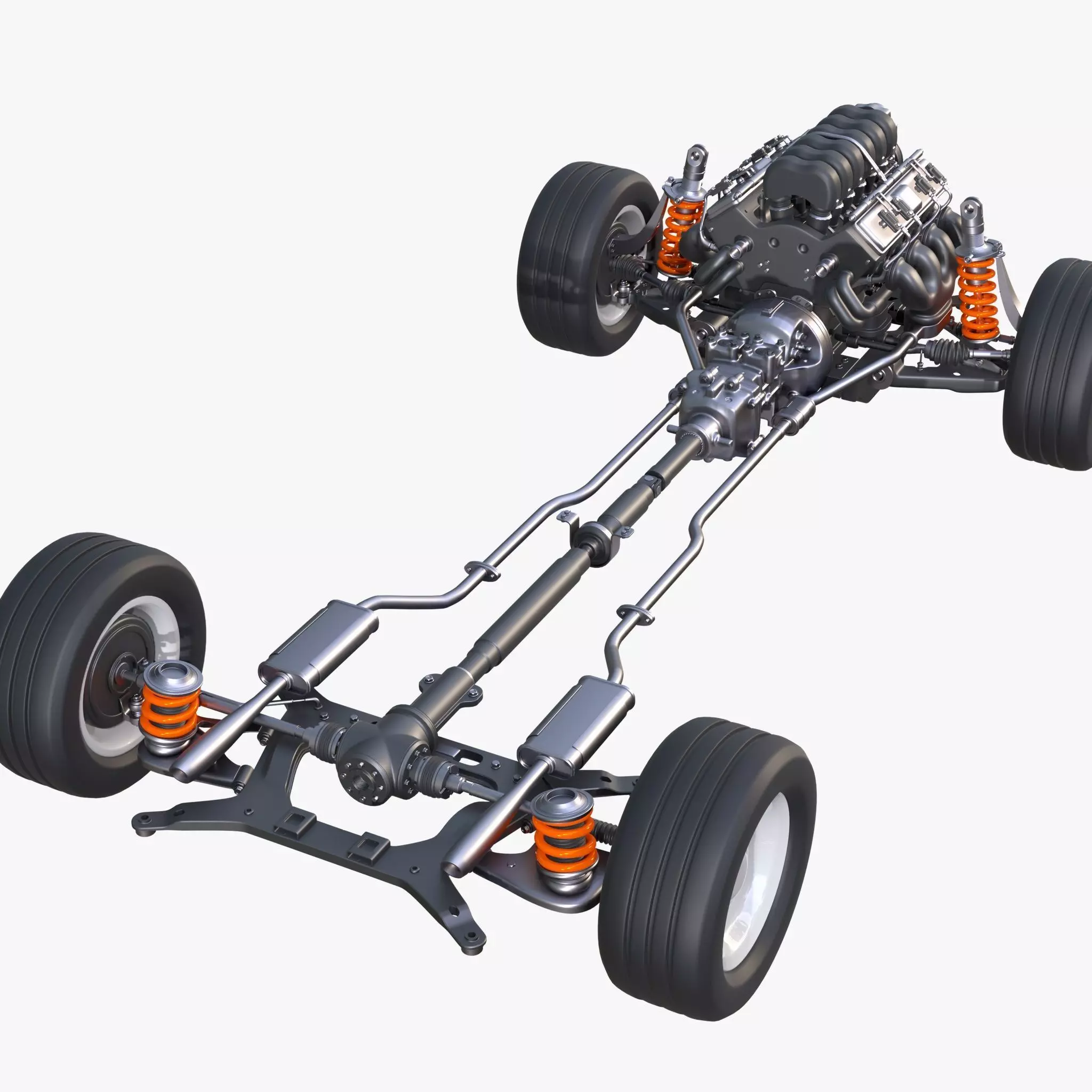 Car Powertrain with Chassis M1 3D model_6