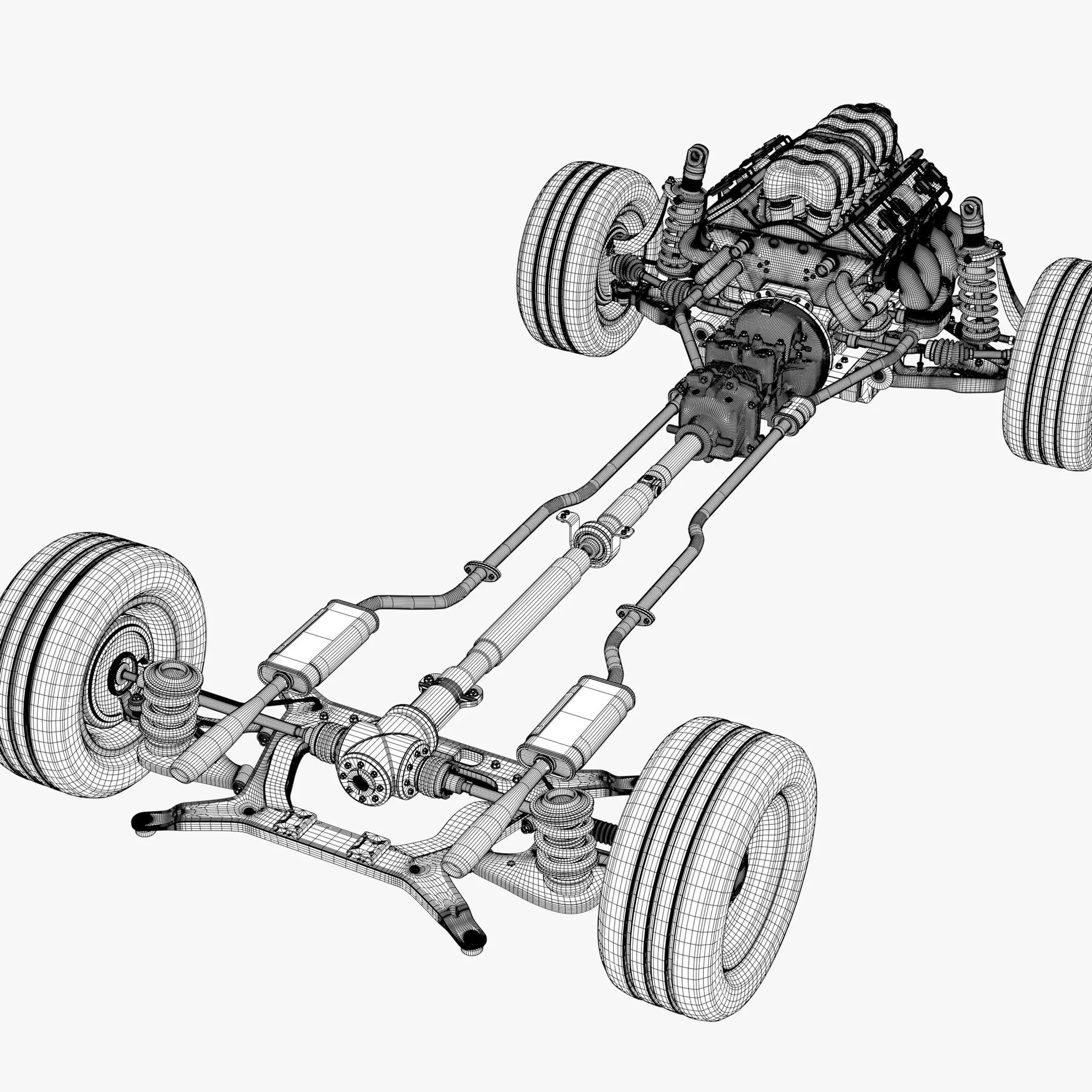 Car Powertrain with Chassis M1 3D model_13