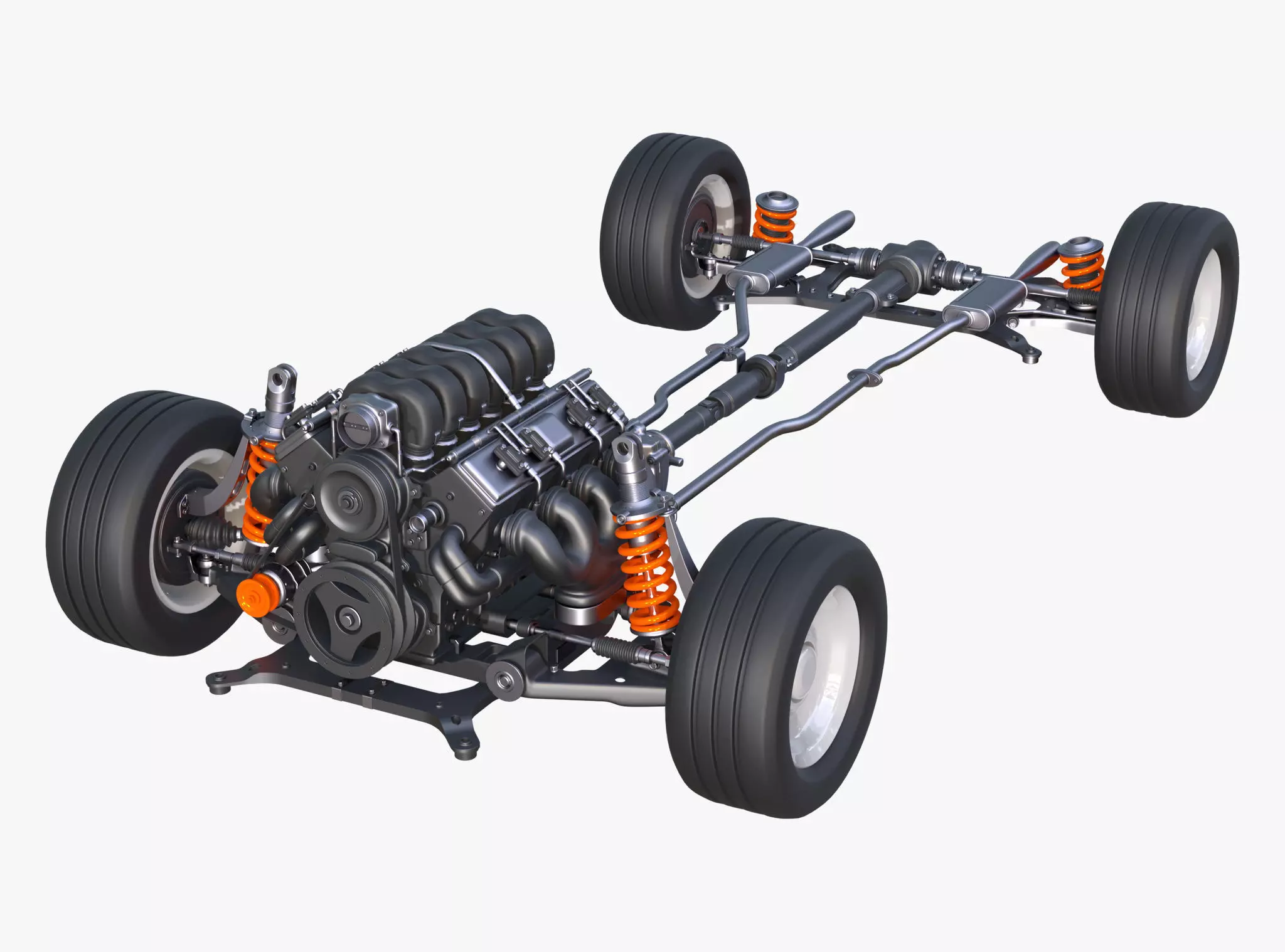 Car Powertrain with Chassis M1 3D model_0