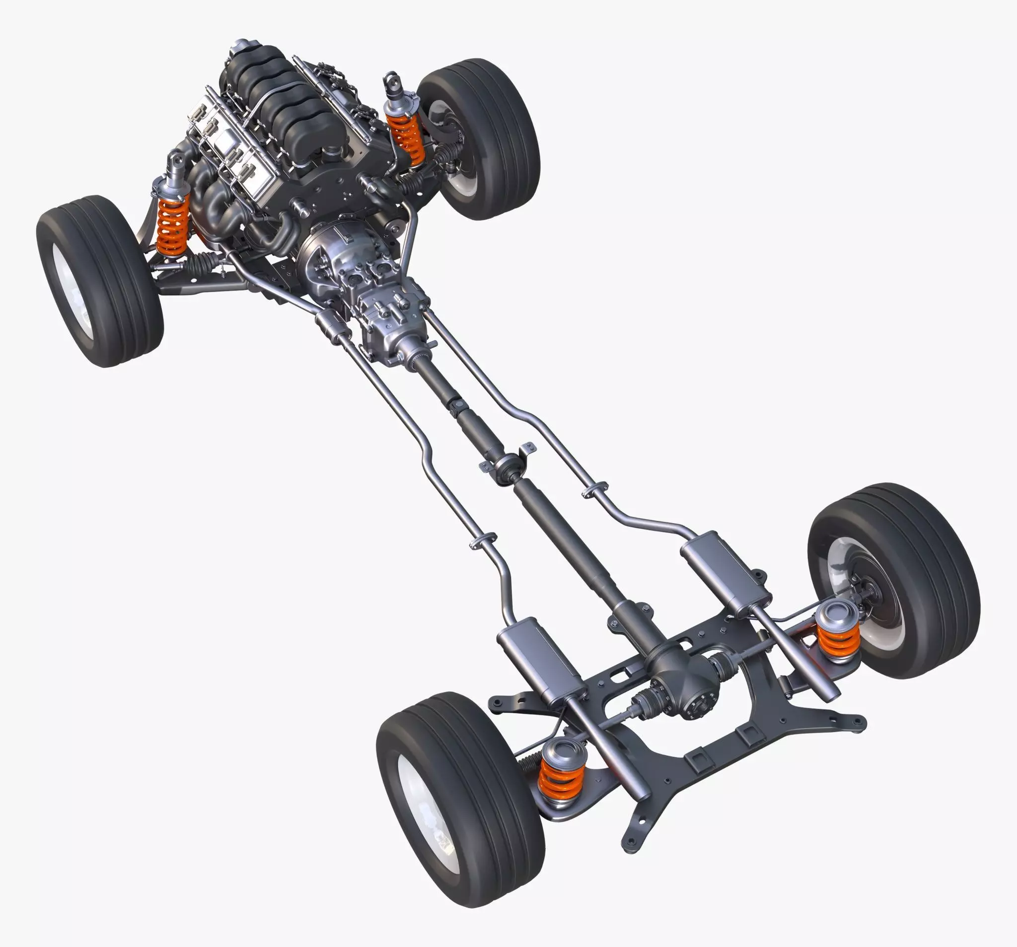 Car Powertrain with Chassis M1 3D model_4