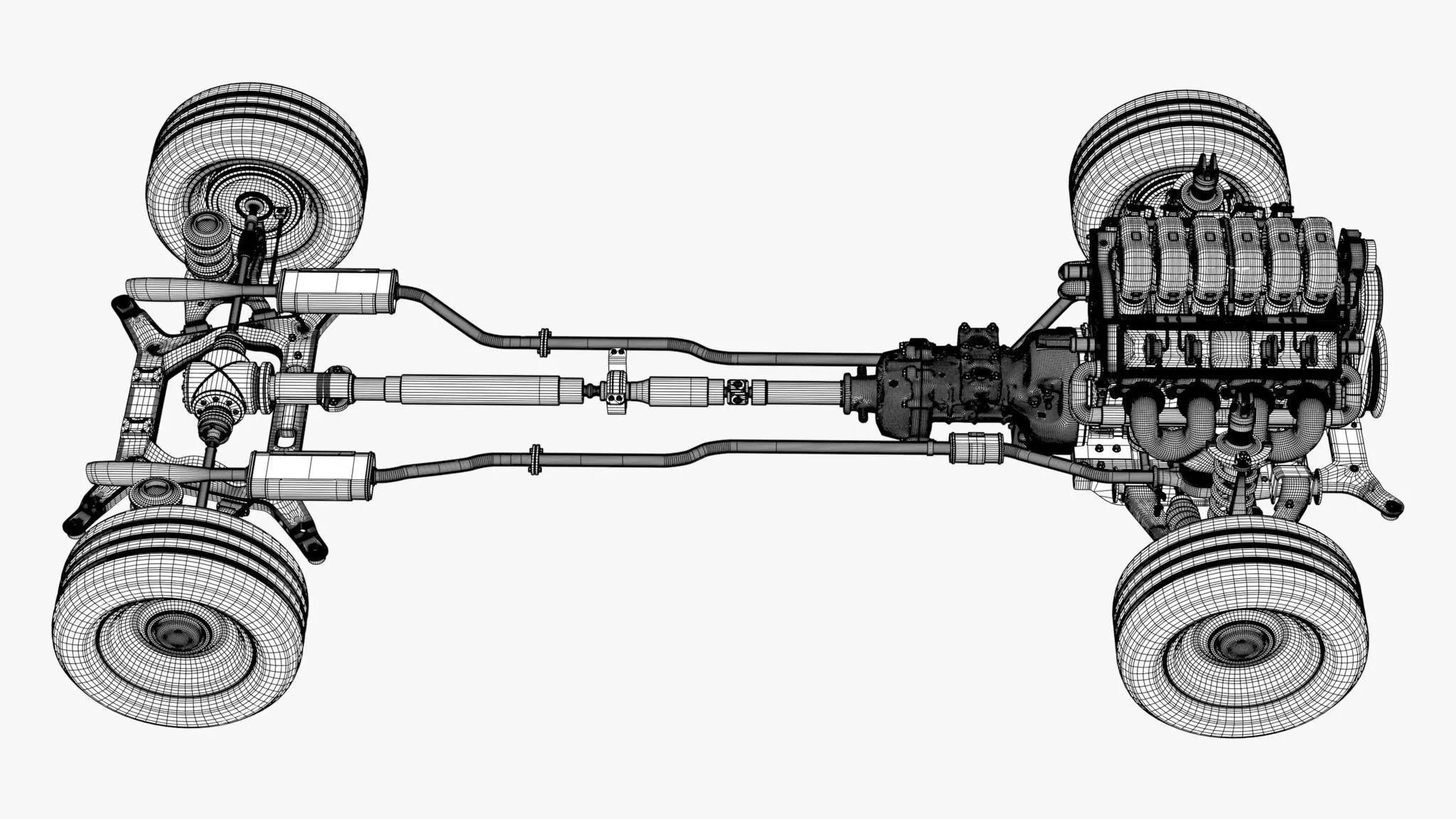 Car Powertrain with Chassis M1 3D model_9