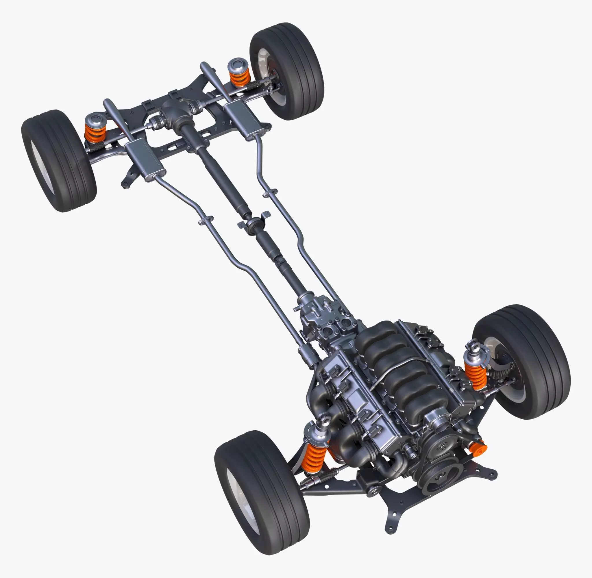Car Powertrain with Chassis M1 3D model_3