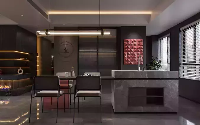 modern living and dining room interior 