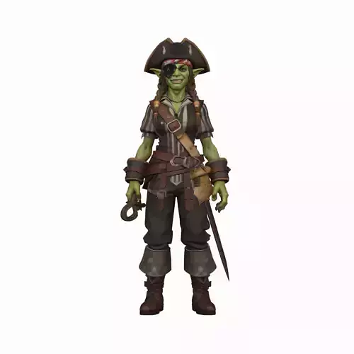 Highly Detailed Roguish Goblin Pirate 3D Model