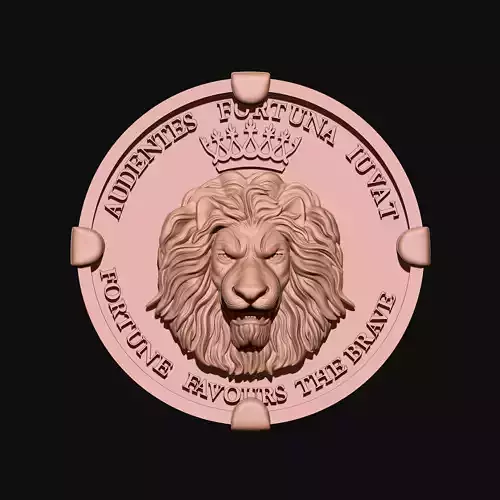 Lion Head Coin Pendant 3D Print Ready ZBrush Model STL OBJ