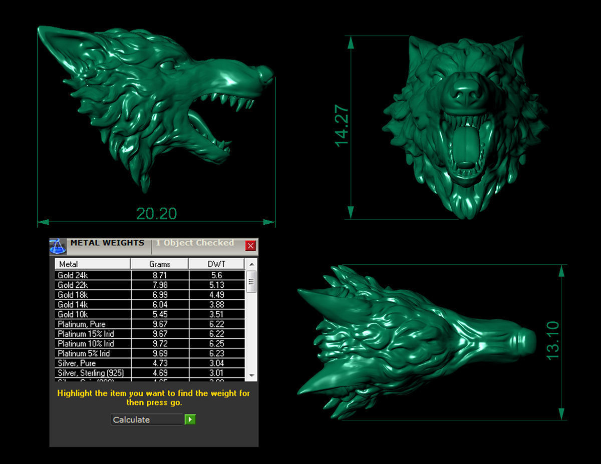 Wolf head 3D print model_6