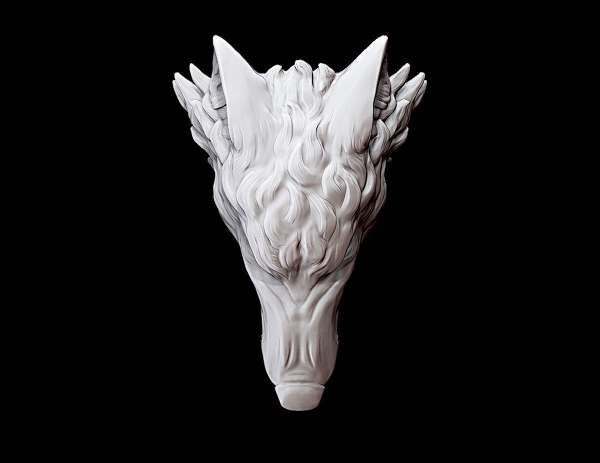 Wolf head 3D print model_5