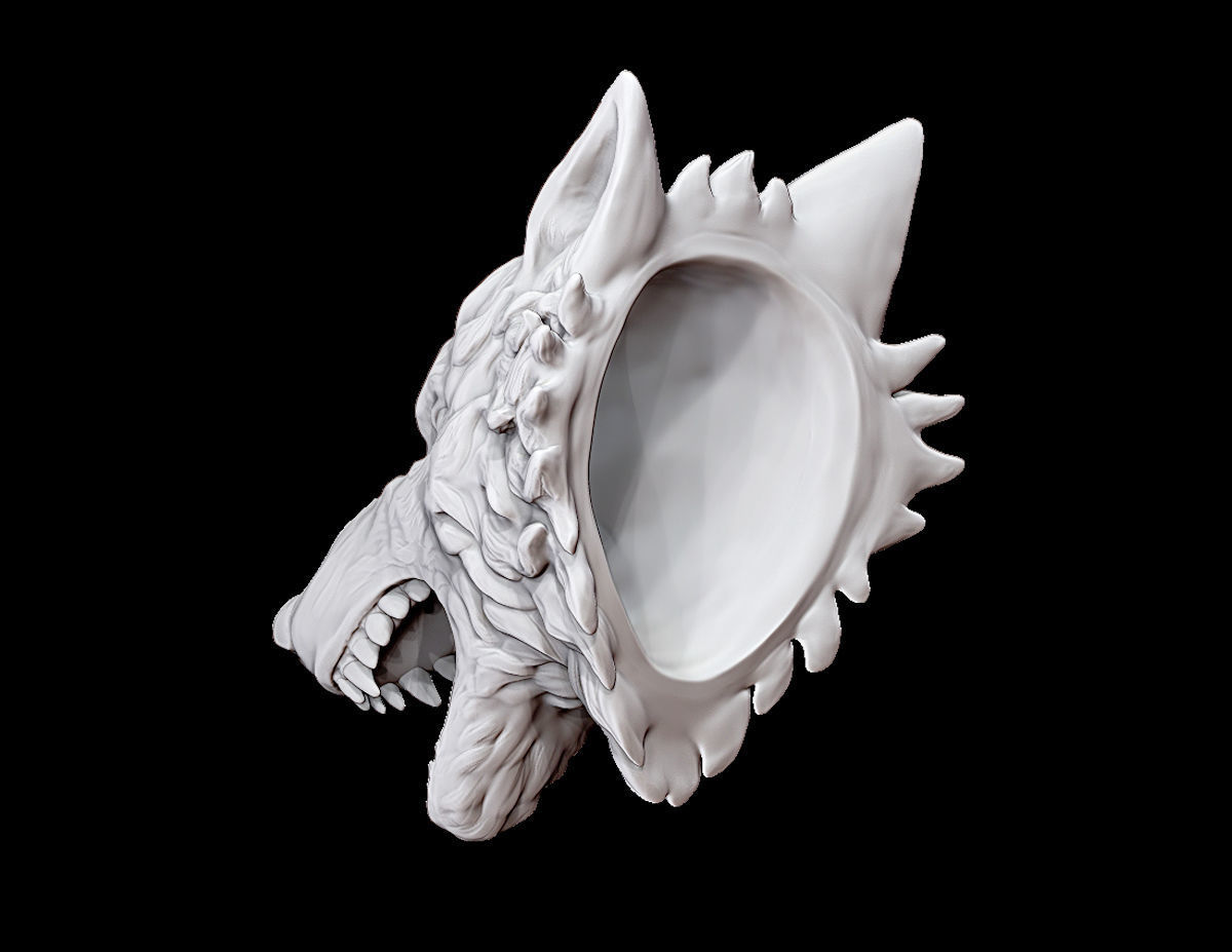 Wolf head 3D print model_3