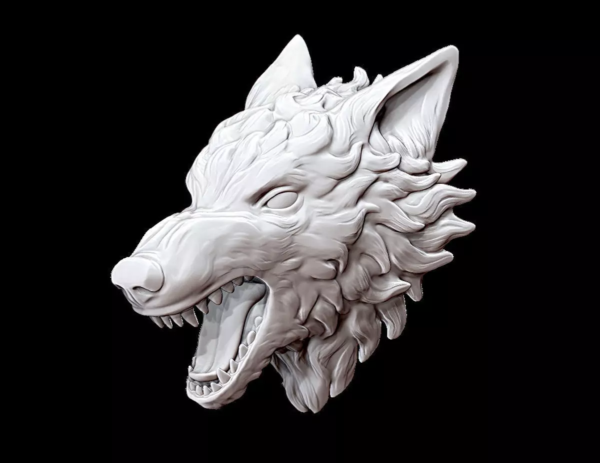 Wolf head 3D print model_0
