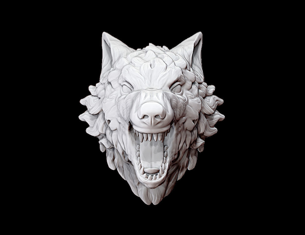 Wolf head 3D print model_1