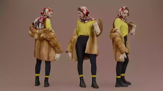 Woman Takes Off Her Fur Coat