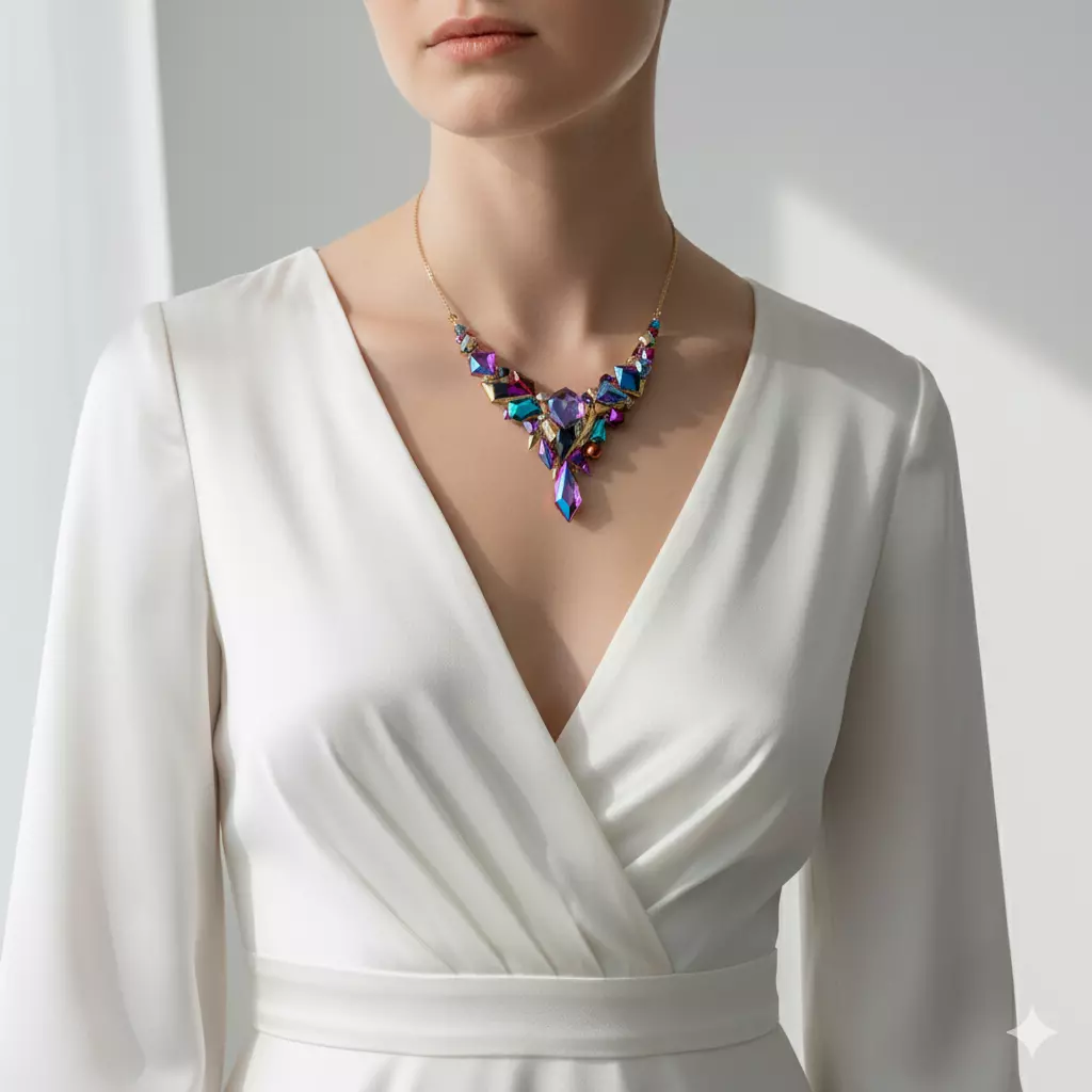 Aurora Prism Necklace Geometric Luxury Crystal Design 3D print model