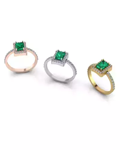 emerald halo engagement jewelry ring 