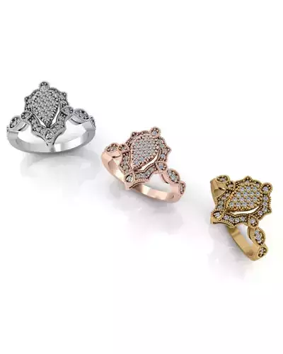 pear halo pave setting jewelry ring 