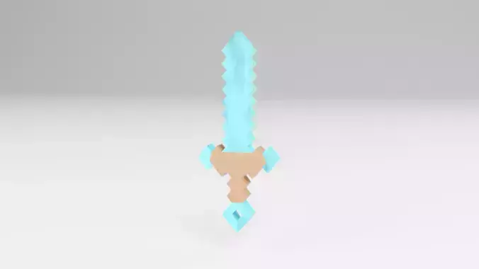 Minecraft Sword Keychain Pixel Style 3D Model 3D print model