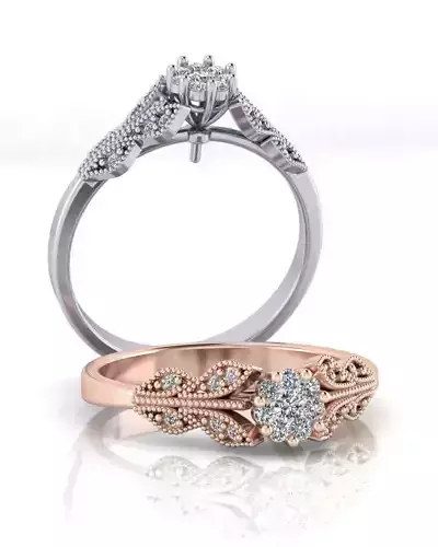 flower setting engagement jewelry ring 