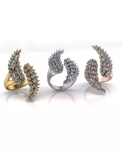 pear and marquise bypass  jewelry ring 