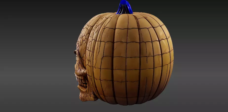 Skull Pumpkin Half Mask 3D Model Halloween Decor Cosplay 3D print model_3