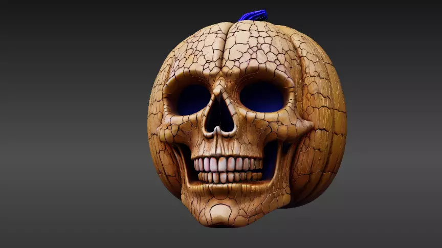 Skull Pumpkin Half Mask 3D Model Halloween Decor Cosplay 3D print model_4