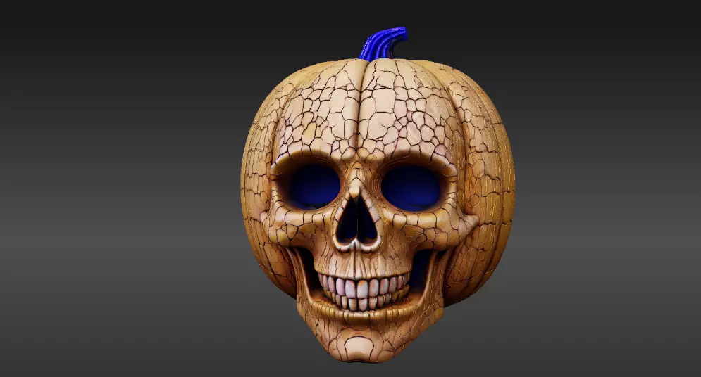 Skull Pumpkin Half Mask 3D Model Halloween Decor Cosplay 3D print model_0